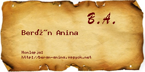 Berán Anina névjegykártya